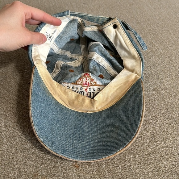 Vintage Reno Circus Circus Murder Mystery Dad Hat Jean Suede Material OS - Picture 7 of 7